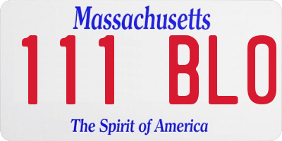 MA license plate 111BL0