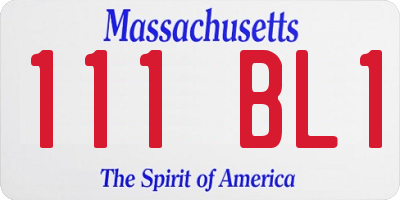 MA license plate 111BL1