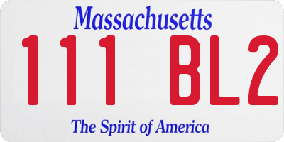 MA license plate 111BL2