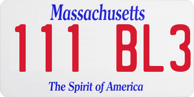 MA license plate 111BL3