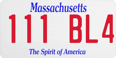 MA license plate 111BL4