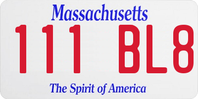 MA license plate 111BL8