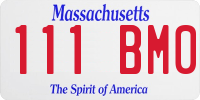 MA license plate 111BM0