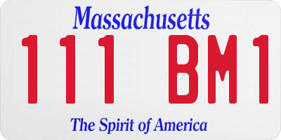 MA license plate 111BM1