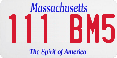 MA license plate 111BM5