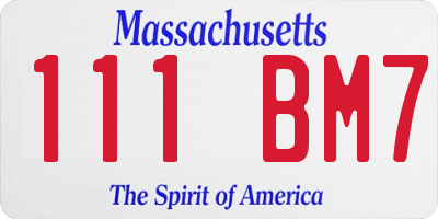 MA license plate 111BM7