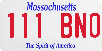 MA license plate 111BN0
