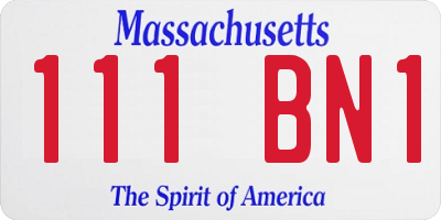MA license plate 111BN1