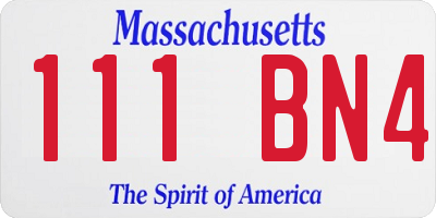 MA license plate 111BN4