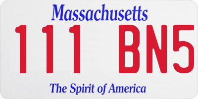 MA license plate 111BN5