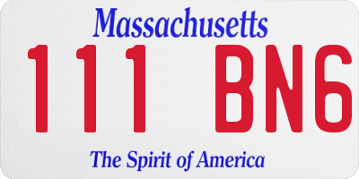 MA license plate 111BN6
