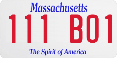 MA license plate 111BO1