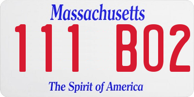 MA license plate 111BO2