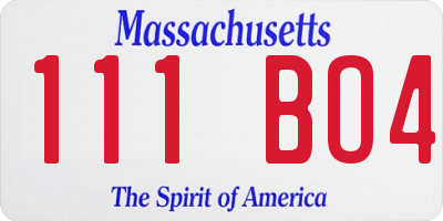 MA license plate 111BO4