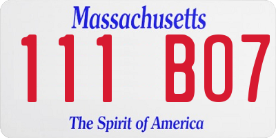 MA license plate 111BO7