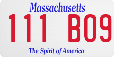MA license plate 111BO9