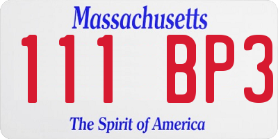 MA license plate 111BP3