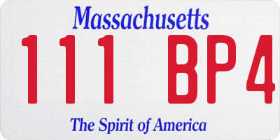 MA license plate 111BP4