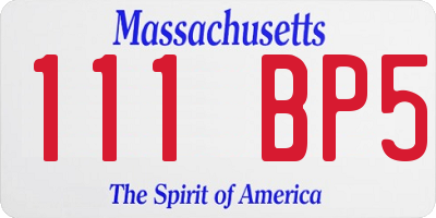 MA license plate 111BP5