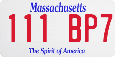 MA license plate 111BP7