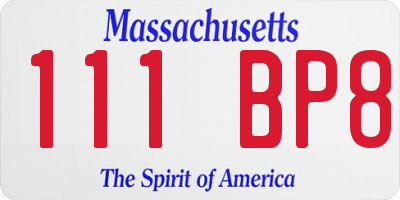 MA license plate 111BP8