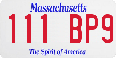 MA license plate 111BP9