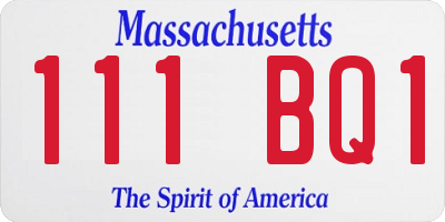MA license plate 111BQ1