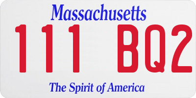 MA license plate 111BQ2