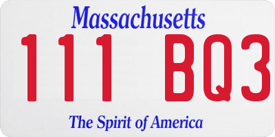 MA license plate 111BQ3