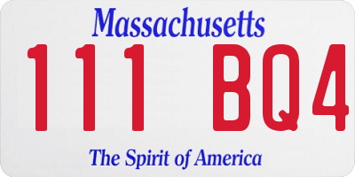 MA license plate 111BQ4