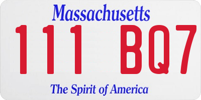 MA license plate 111BQ7