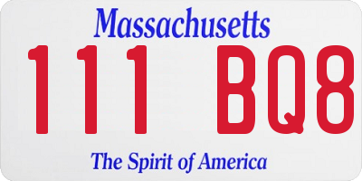 MA license plate 111BQ8