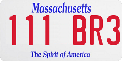 MA license plate 111BR3