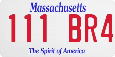 MA license plate 111BR4