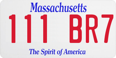 MA license plate 111BR7