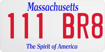 MA license plate 111BR8