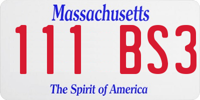 MA license plate 111BS3