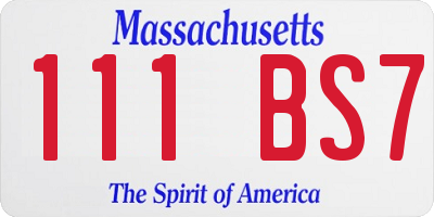 MA license plate 111BS7
