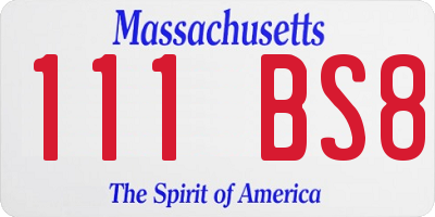 MA license plate 111BS8