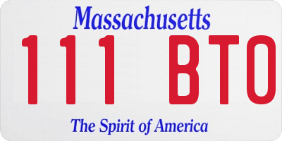 MA license plate 111BT0