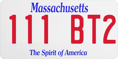 MA license plate 111BT2