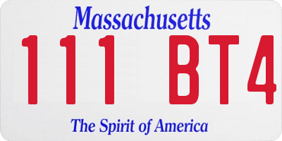 MA license plate 111BT4