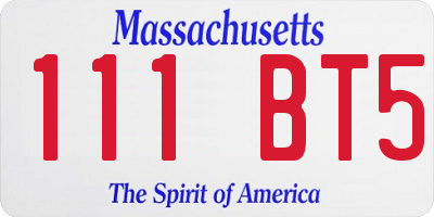 MA license plate 111BT5
