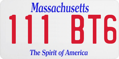 MA license plate 111BT6