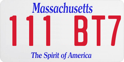 MA license plate 111BT7