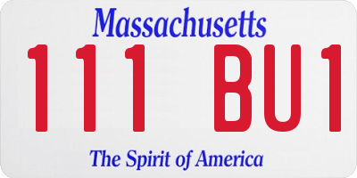 MA license plate 111BU1
