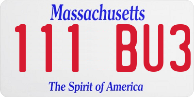 MA license plate 111BU3