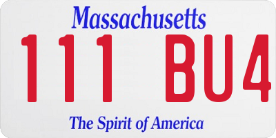 MA license plate 111BU4