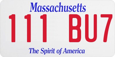 MA license plate 111BU7