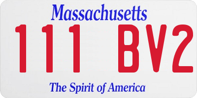 MA license plate 111BV2
